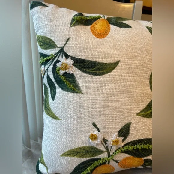Lemon Embroidered Throw Pillow - Picture 6 of 8